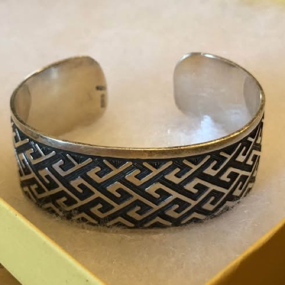 Rare Vintage Silpada Sterling Silver Aztec Design Cuff Bracelet B1165 - Picture 6 of 16